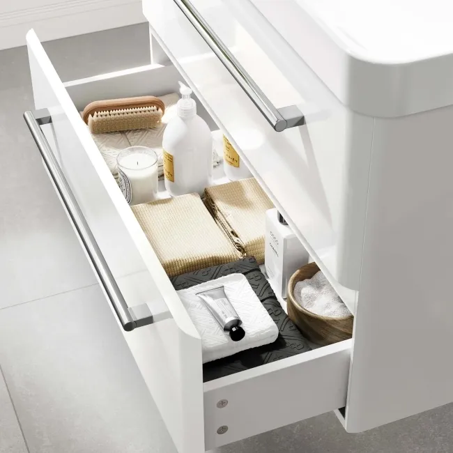 Omaha Gloss White Wall Hung Basin Drawer Vanity 800mm