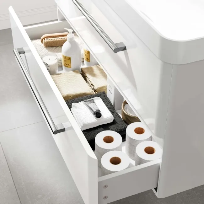 Omaha Gloss White Wall Hung Basin Drawer Vanity 1000mm