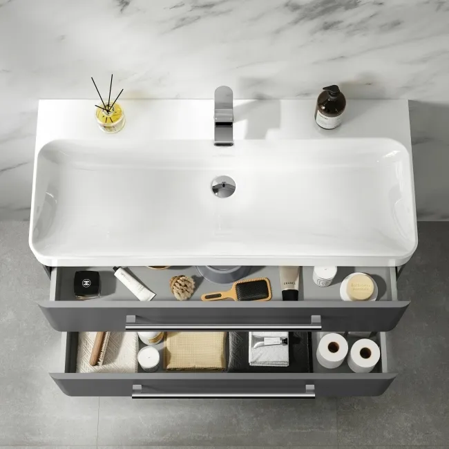 Omaha Slate Grey Wall Hung Basin Drawer Vanity 1000mm