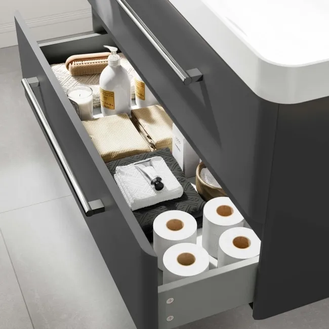 Omaha Slate Grey Wall Hung Basin Drawer Vanity 1000mm