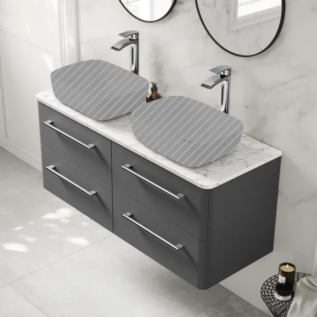 Omaha Slate Grey Wall Hung Drawer Vanity with Marble Top 1200mm - Excludes Counter Top Basin
