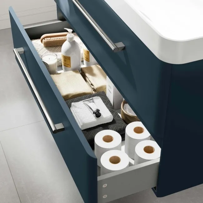 Omaha Navy Blue Wall Hung Basin Drawer Vanity 1000mm
