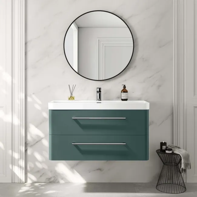 Omaha Mystic Green Wall Hung Basin Drawer Vanity 1000mm