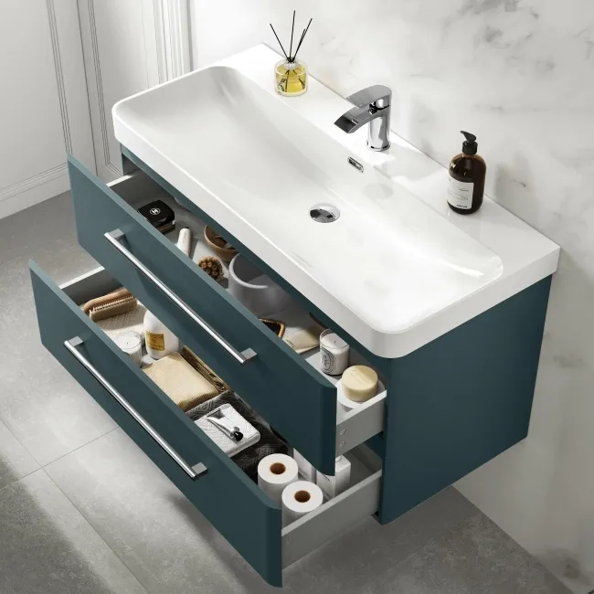 Omaha Mystic Green Wall Hung Basin Drawer Vanity 1000mm