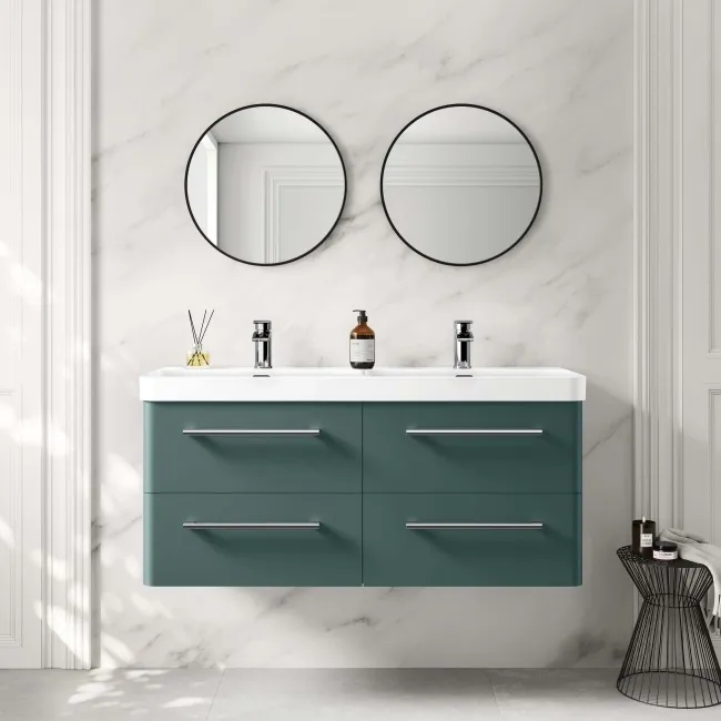 Omaha Mystic Green Wall Hung Double Basin Drawer Vanity 1200mm