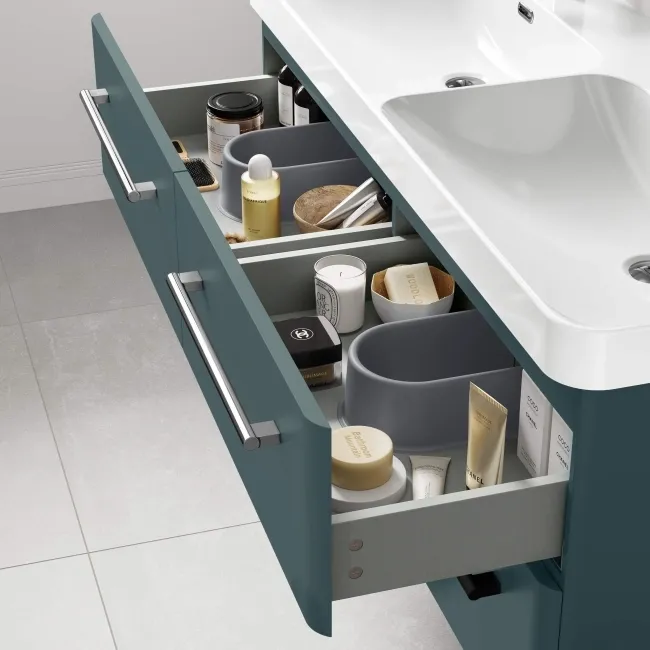 Omaha Mystic Green Wall Hung Double Basin Drawer Vanity 1200mm