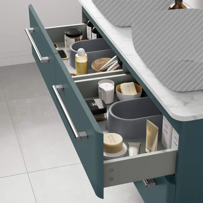 Omaha Mystic Green Wall Hung Drawer Vanity with Marble Top 1200mm - Excludes Counter Top Basin