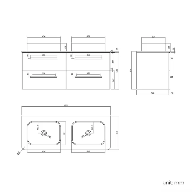 Omaha Mystic Green Wall Hung Drawer Vanity with Marble Top & Marin Basin 1200mm