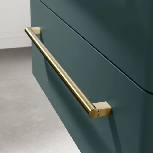 Omaha Mystic Green Wall Hung Basin Drawer Vanity 800mm - Brushed Brass Accents
