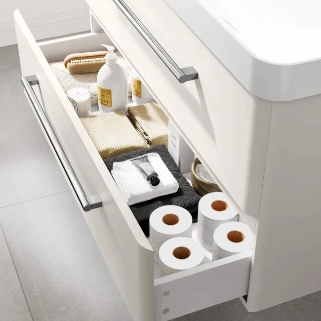 Omaha Linen White Wall Hung Basin Drawer Vanity 1000mm