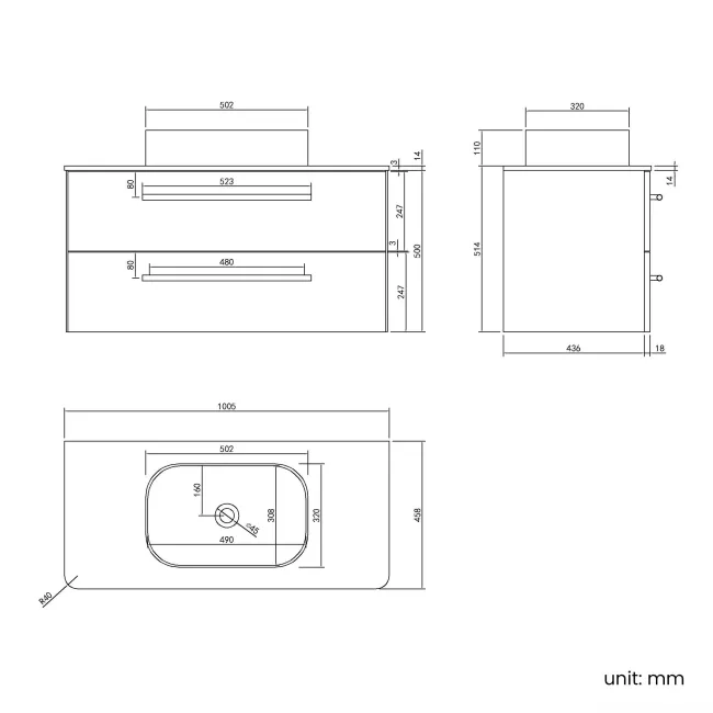 Omaha Linen White Wall Hung Drawer Vanity with Marble Top & Marin Basin 1000mm
