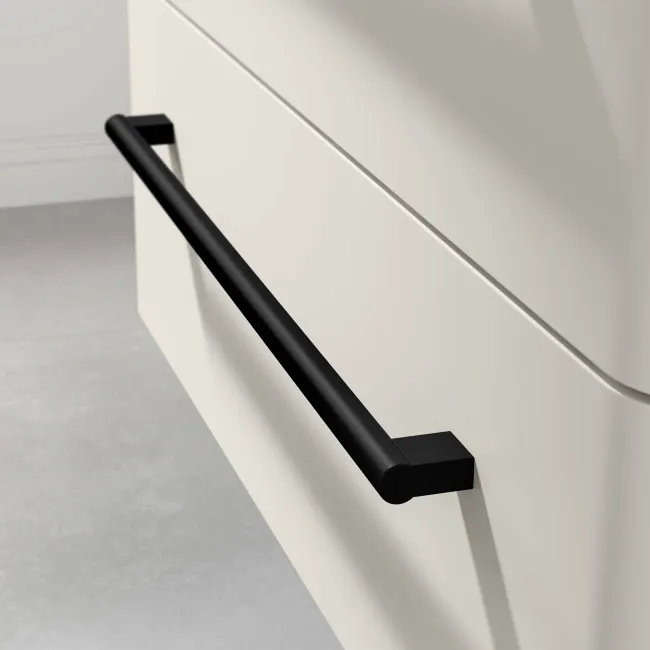 Omaha Linen White Wall Hung Drawer Vanity with Marble Top 1000mm (Excludes Counter Top Basin) - Black Accents