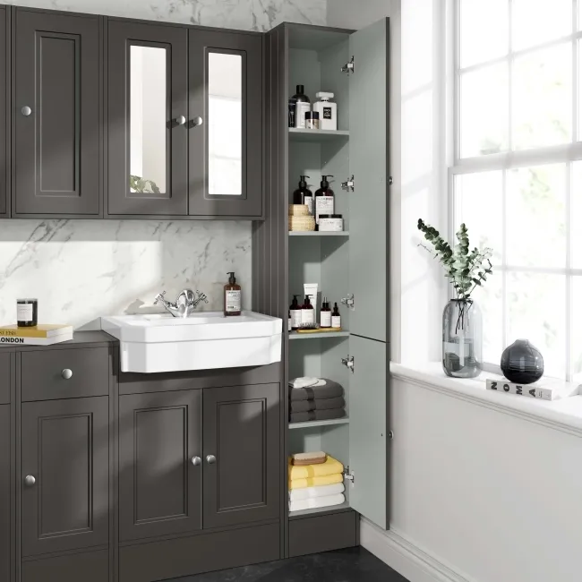 Monaco Graphite Grey Floor Standing Tall Cabinet Unit 1900x300mm