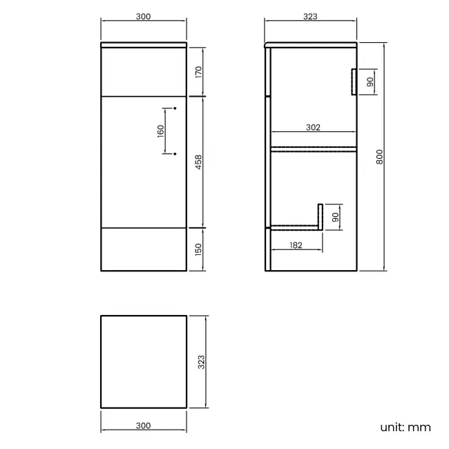 Harper Stone Grey Side Cabinet Unit 300mm