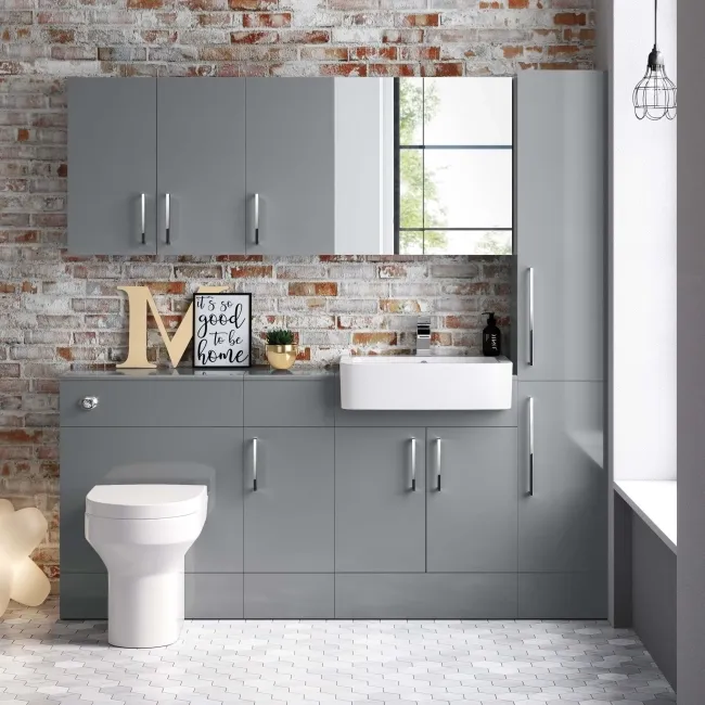 Harper Stone Grey Wall Hung Cabinet 600x600mm