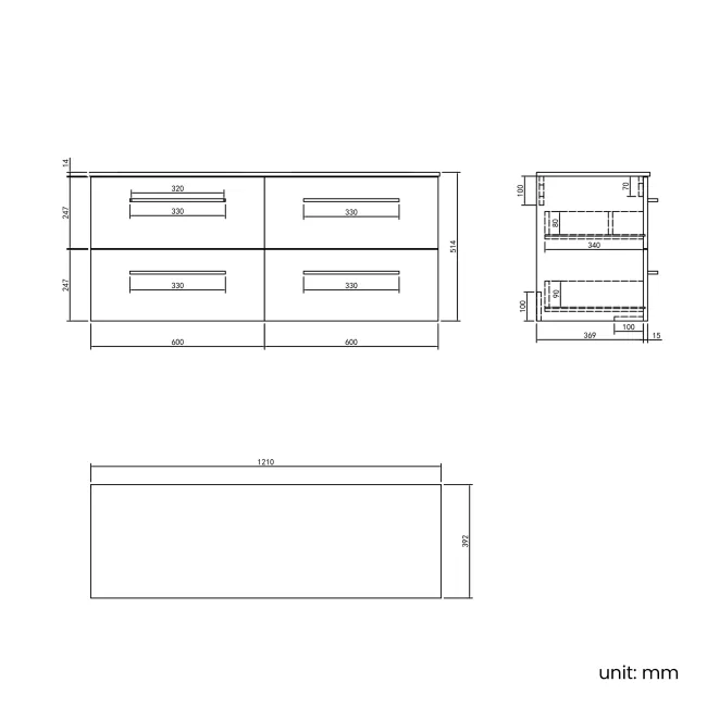 Elba Dawn Oak Double Wall Hung Drawer Vanity with Marble Top & Oval Basin 1200mm - Black Accents