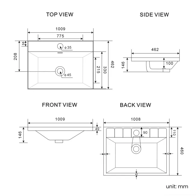 Crete Fluted Apex Oak Wall Hung Basin Drawer Vanity 1000mm