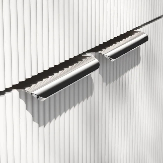 Sicily Fluted Coastal White Vanity with Semi Recessed Basin 600mm - Chrome Handles