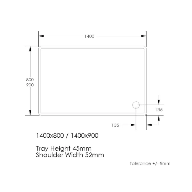 London Rectangular Stone Shower Tray 1400x800mm