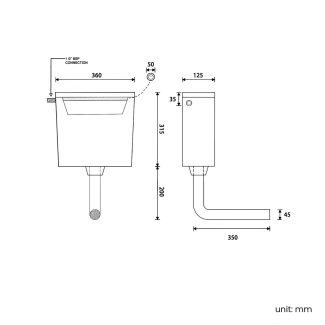 Side Inlet Compact Concealed Cistern