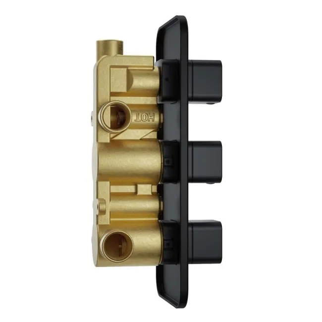 Galway Premium Matt Black Square Thermostatic Set - 200mm Head, Hand Shower & Body Jets