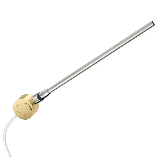 Barcelona Electric Brushed Brass Straight Heated Towel Rail 650x400mm