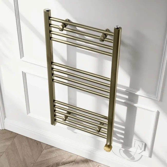 Barcelona Electric Antique Gold Straight Heated Towel Rail 1000x500mm