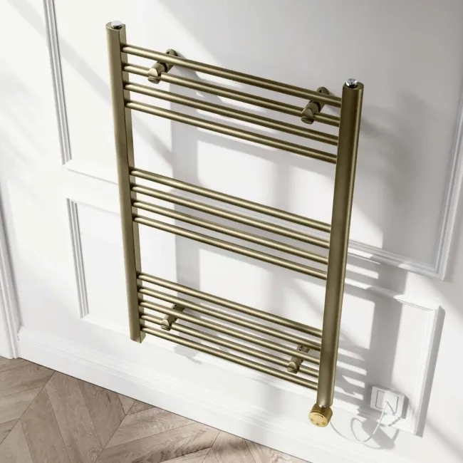 Barcelona Electric Antique Gold Straight Heated Towel Rail 1000x600mm