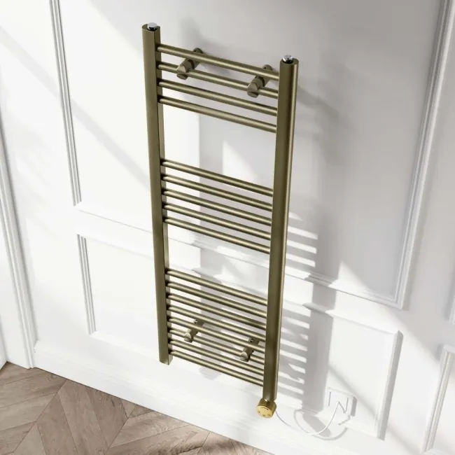 Barcelona Electric Antique Gold Straight Heated Towel Rail 1200x400mm