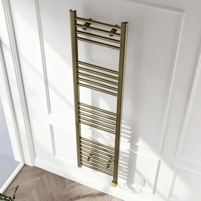 Barcelona Electric Antique Gold Straight Heated Towel Rail 1600x400mm