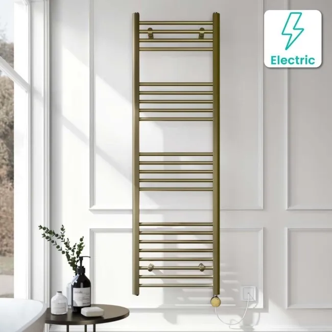 Barcelona Electric Antique Gold Straight Heated Towel Rail 1600x500mm