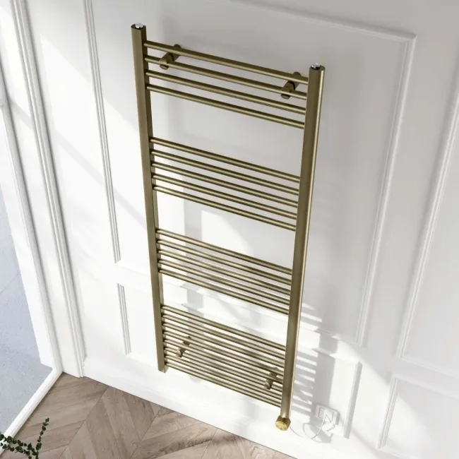 Barcelona Electric Antique Gold Straight Heated Towel Rail 1600x600mm