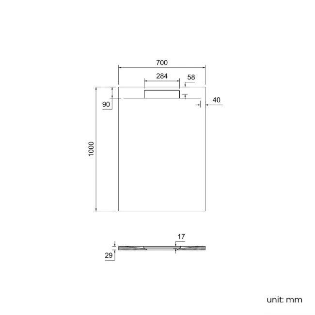 Tokyo Rectangular Matt White Slate Texture Stone Shower Tray 1000x700mm