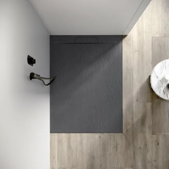 Tokyo Rectangular Matt Grey Slate Texture Stone Shower Tray 1200x700mm