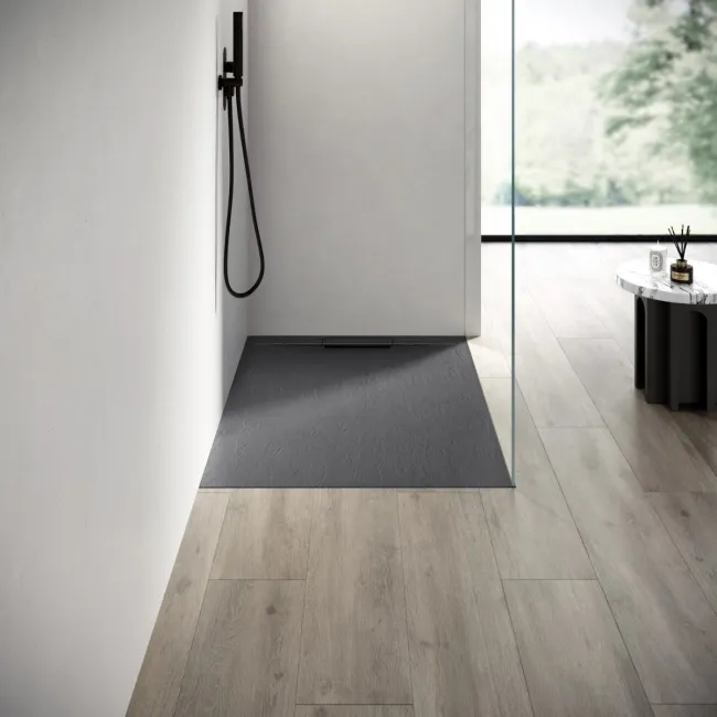Tokyo Rectangular Matt Grey Slate Texture Stone Shower Tray 1200x800mm