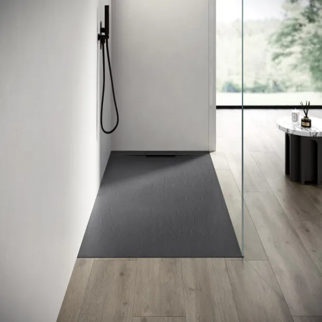 Tokyo Rectangular Matt Grey Slate Texture Stone Shower Tray 1600x900mm