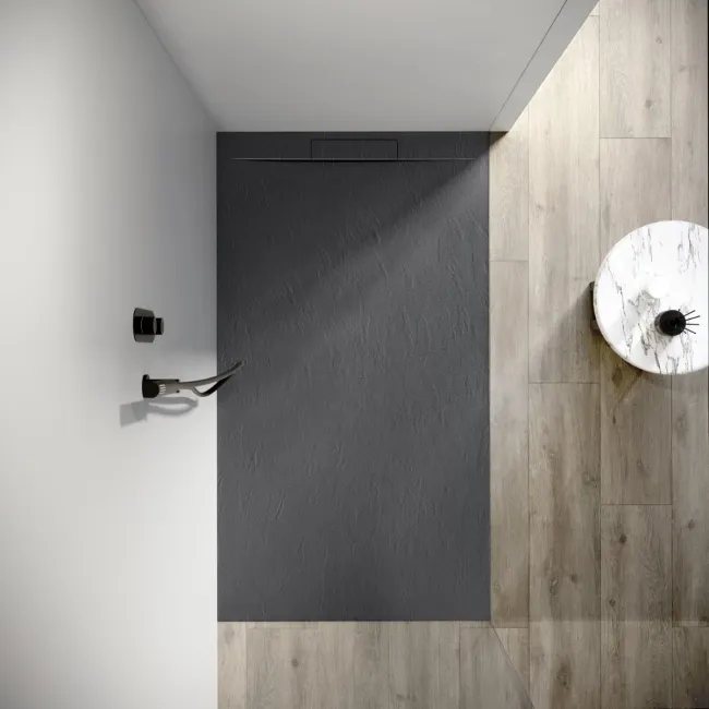 Tokyo Rectangular Matt Grey Slate Texture Stone Shower Tray 1600x900mm