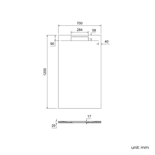 Tokyo Rectangular Matt Black Slate Texture Stone Shower Tray 1200x700mm