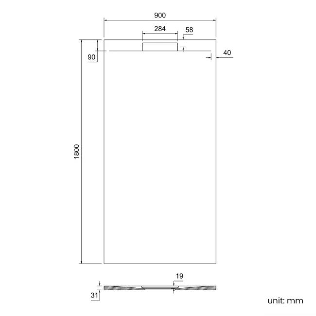 Tokyo Rectangular Matt Black Slate Texture Stone Shower Tray 1800x900mm