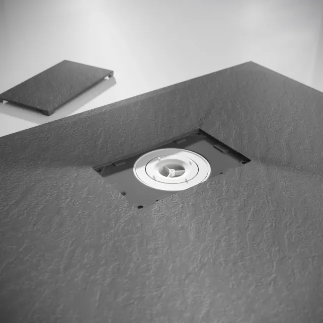 Berlin Rectangular Dark Grey Slate Effect SMC Composite Shower Tray 1700x700mm