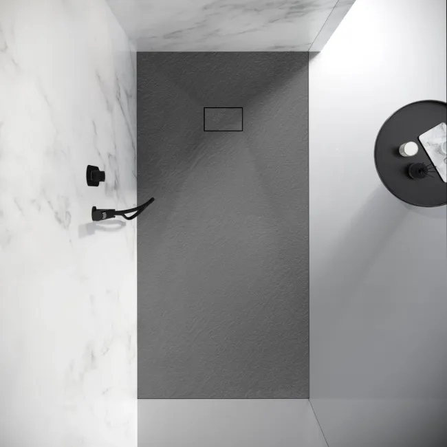 Berlin Rectangular Dark Grey Slate Effect SMC Composite Shower Tray 1800x700mm