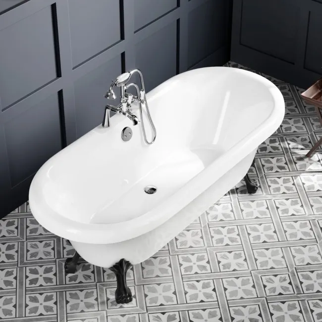 Grosvenor 1700mm Roll Top Bath - Black Claw Feet