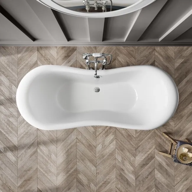 Tonbridge 1600mm Dove Grey Roll Top Bath - Grey Ball Feet
