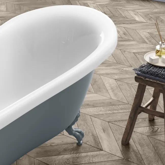 Tonbridge 1600mm Dove Grey Roll Top Bath - Grey Ball Feet