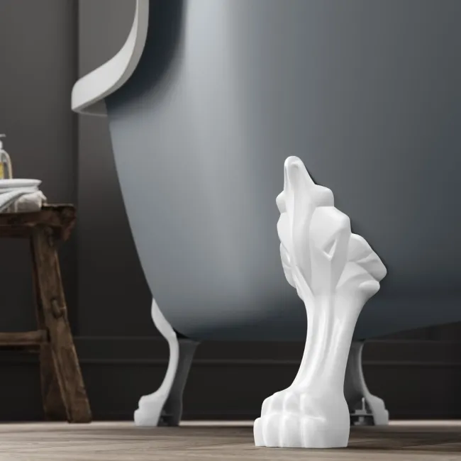 Tonbridge 1600mm Dove Grey Roll Top Bath - White Claw Feet