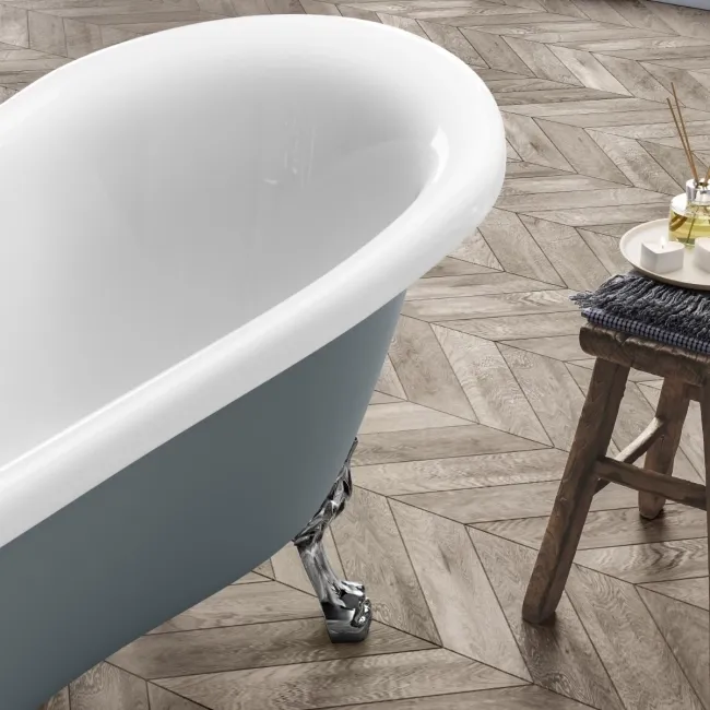 Tonbridge 1600mm Dove Grey Roll Top Bath - Chrome Claw Feet