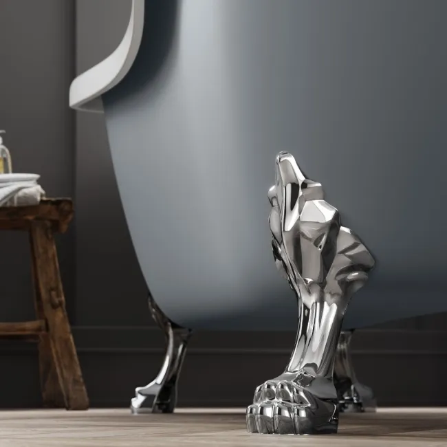 Tonbridge 1600mm Dove Grey Roll Top Bath - Chrome Claw Feet