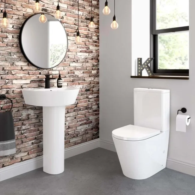 Boston Rimless Fully Back To Wall Close Coupled Toilet With Premium Soft Close Seat