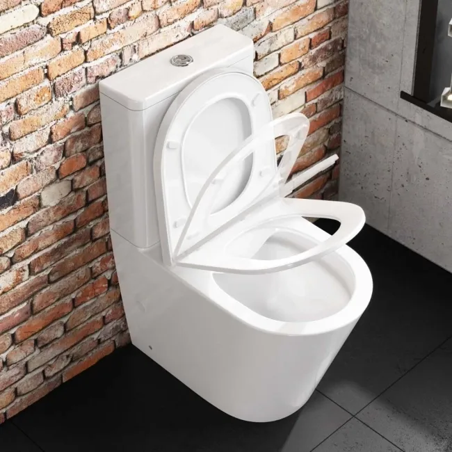 Boston Rimless Fully Back To Wall Close Coupled Toilet With Premium Soft Close Seat