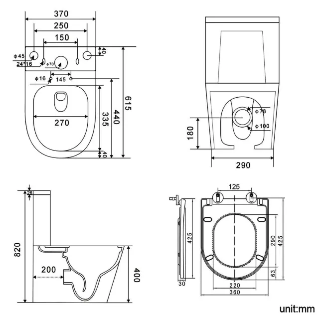 Boston Rimless Fully Back To Wall Close Coupled Toilet With Premium Soft Close Seat